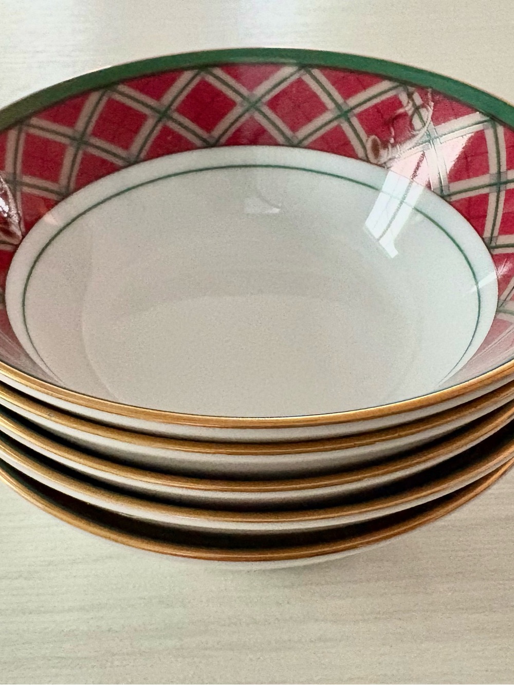 Royal Hunt Noritake 5” Dessert/Fruit  Gold-Rim Bowls SET of 5 in Mint condition